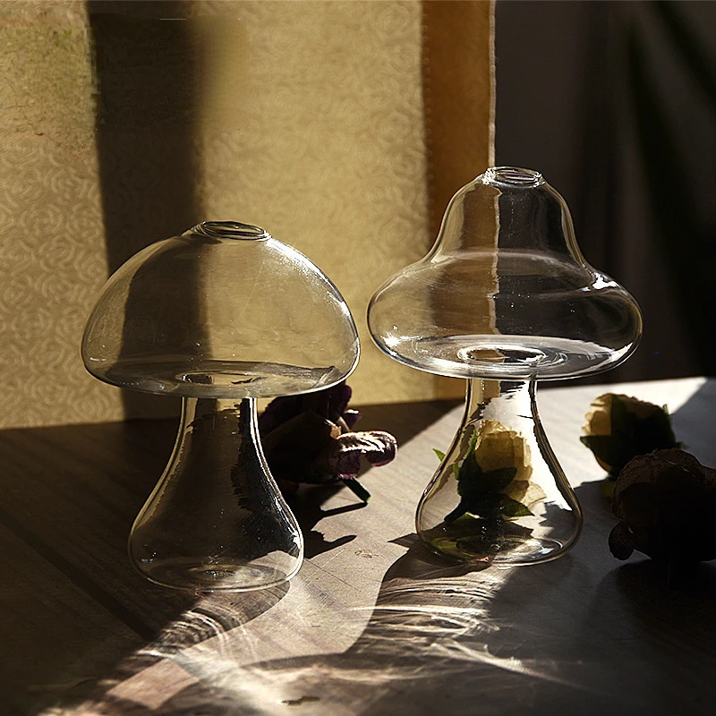 

Mushroom Shaped Glass Vase Hydroponics Plant Vase Creative Glass Crafts Decor For Home Living Room Glass Vase Plant Flower