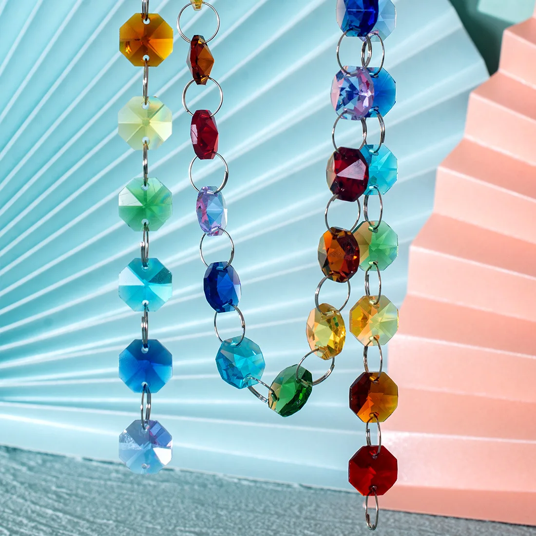 Цветные 14 мм Хрустальные стеклянные Восьмиугольные бусины с 1/2 отверстиями