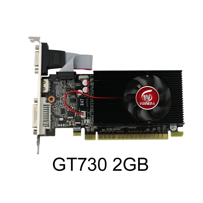 VEINEDA GT 730 2 Гб GDDR3 28nm HDMI-Совместимость + VGA DVI компьютерные ПК игровые видеокарты 64Bit