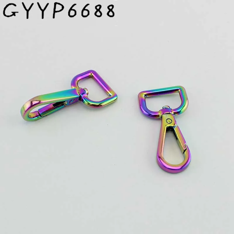 

3.21 5-30-100pcs 19mm 25mm 32mm 38mm Rainbow trigger snap hook metal swivel clasp lobster claws swivel hook hardware hook clasp