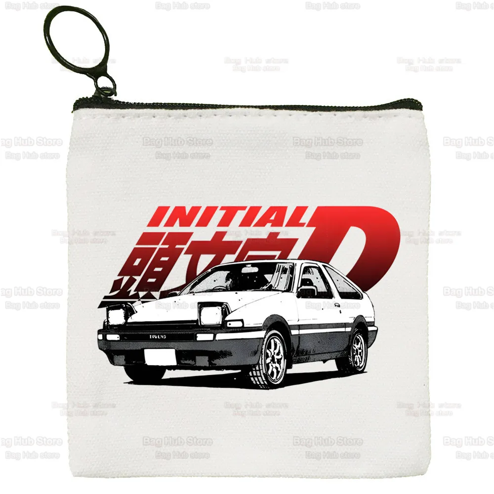 Initial D JDM Canvas Coin Purse Custom Storage Pouch Japanese AE86 Canvas Bag New Coin Bag Key Drift Fujiwara Tofu Coin Purse