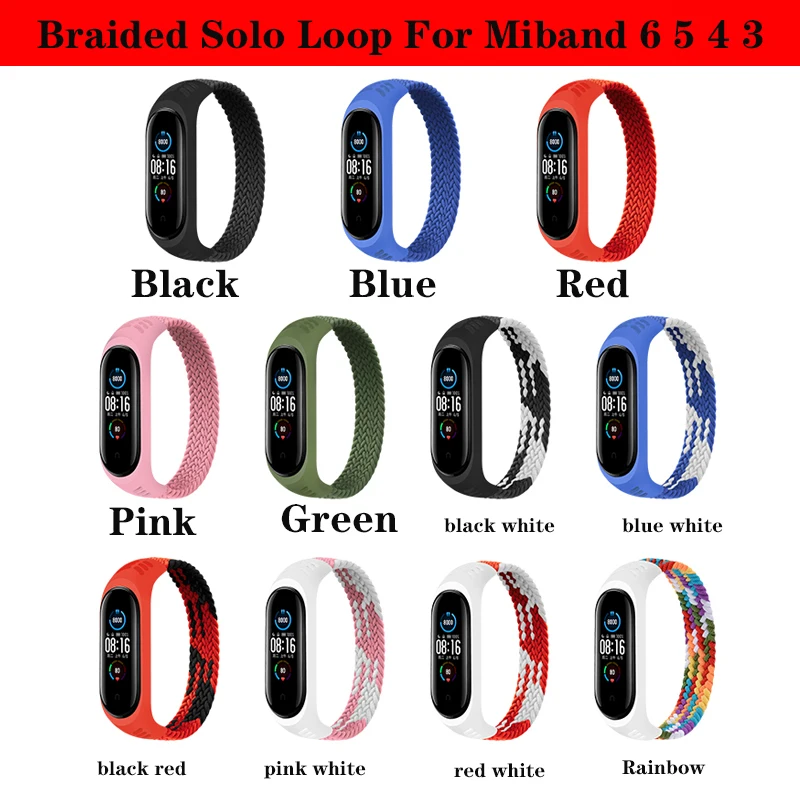Nylon Braided Solo Loop for Xiaomi Mi band 6 5 Strap Bracelet belt Mi band 3 Miband 4 Wristband for xiaomi Mi band 5 6 watchband