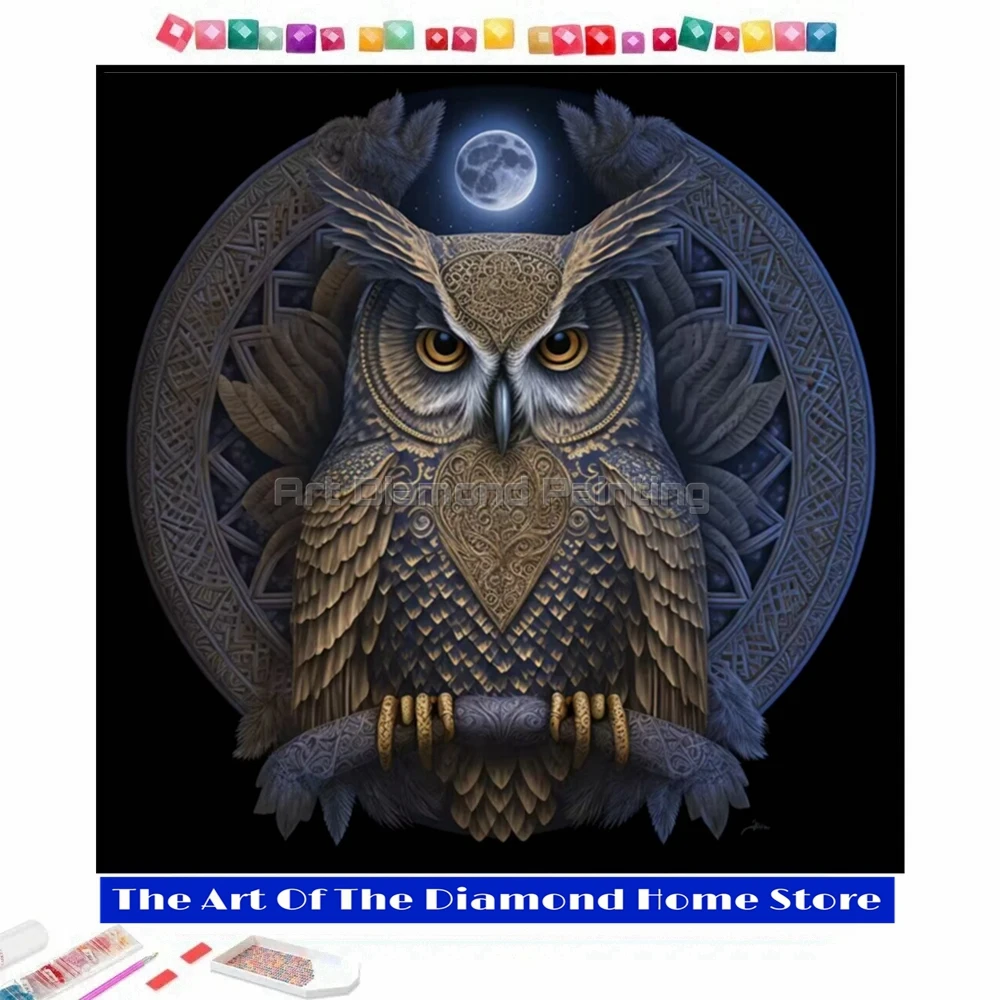 Bronze Owl DIY AB Diamond Painting Mosaic Fantasy Cute Pet Animal Cross Stitch Rhinestones Handmade Craft Embroidery Home Decor
