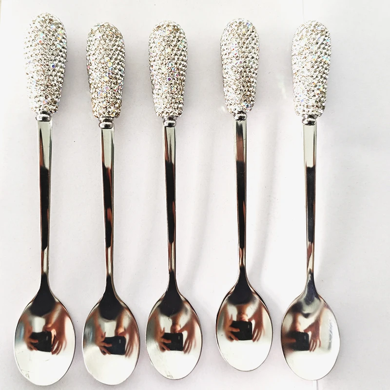 

Ложка и вилка из нержавеющей стали со стразами