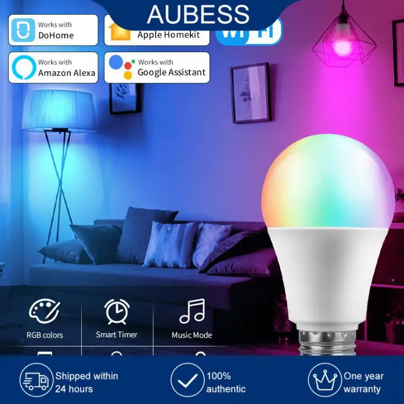 

12w E27 Light Bulb Wifi Bulb Smart Home Led Lamp Rgb Cold Warm Light Christmas Party Decoration Dimmable Bulb