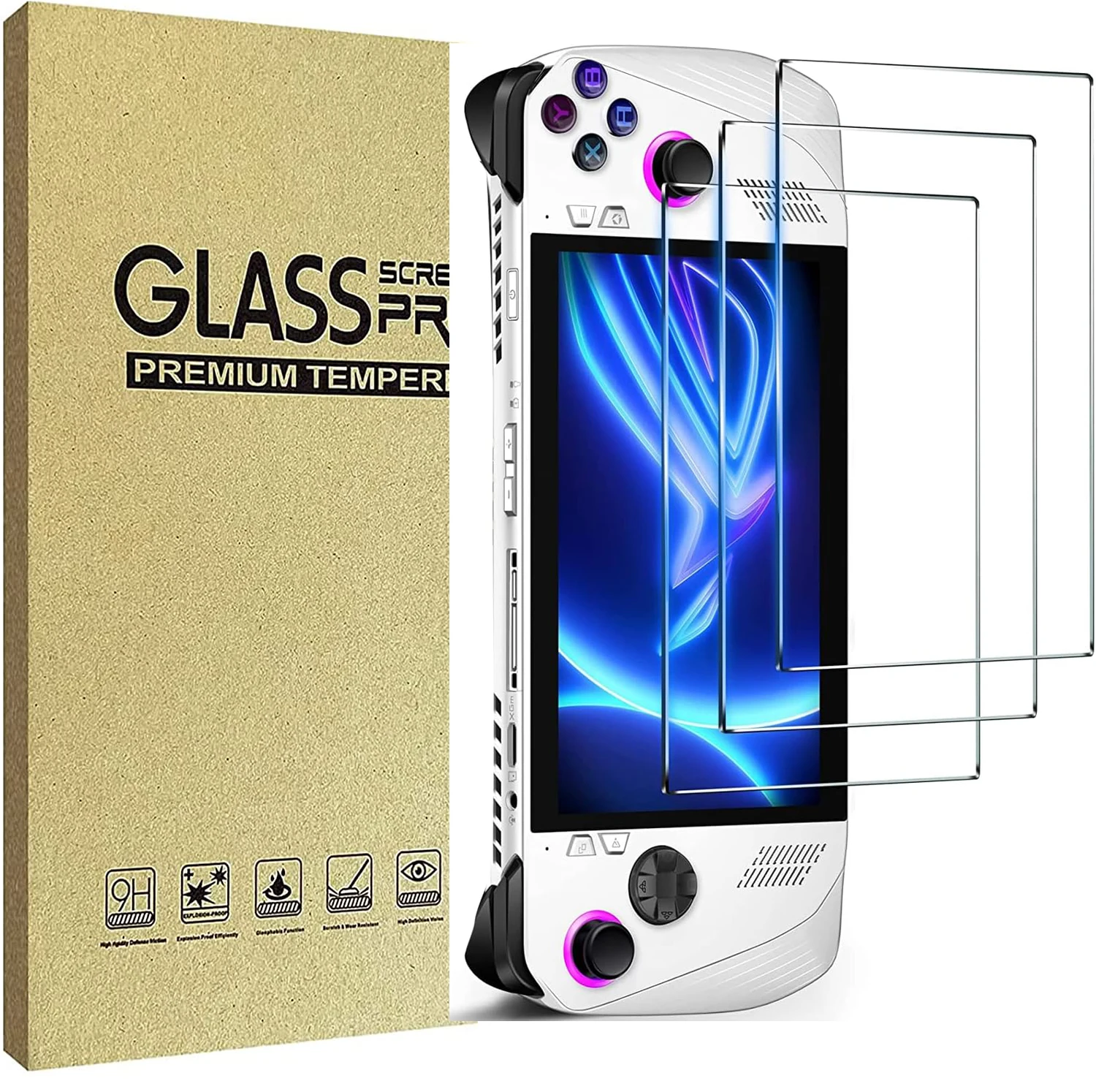 

For Asus ROG Ally Screen Protector 9H Hardness Anti-Scratch Tempered Glass flim Cover, Anti-Fingerprint,Anti-Scratch 2/3 Packs