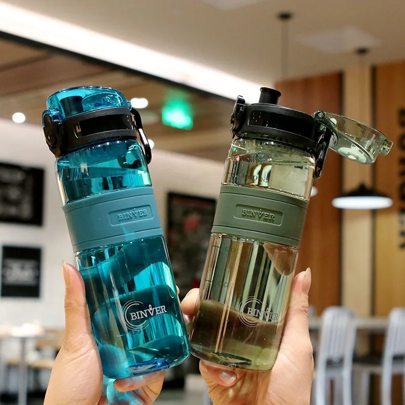 

500ML Sports Water Bottle Multicolor Student Water Cup to School Handle Portable Outdoor Travel Gym Plastic Bottle Drinkware