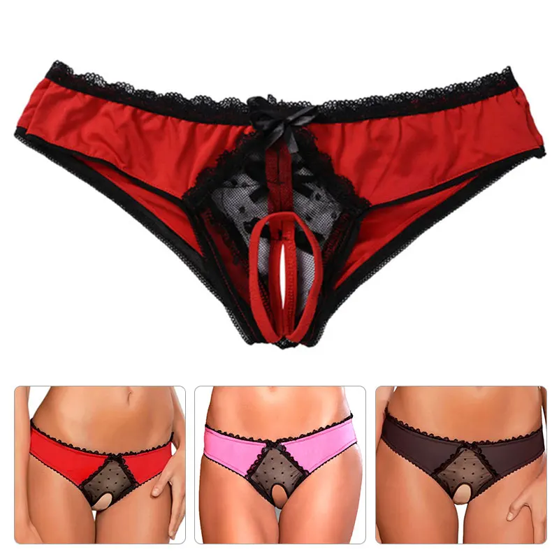 

Women Flower Lace Briefs Sexy Open Crotch Panties See-through Crotchless Erotic Underwear Temptation Female Low Waist Underpant
