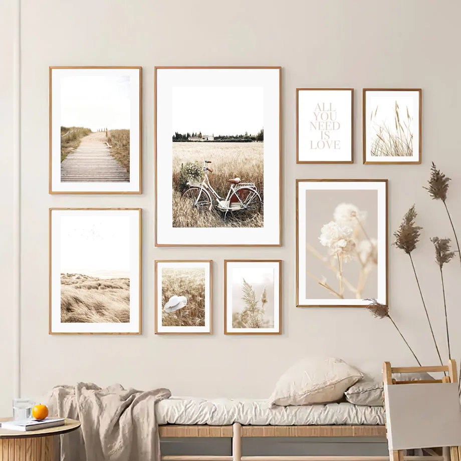 

Reed Licorice Flower Plants Bike Path Field Nordic Wall Art Canvas Painting Posters And Prints Pictures For Living Room Decor