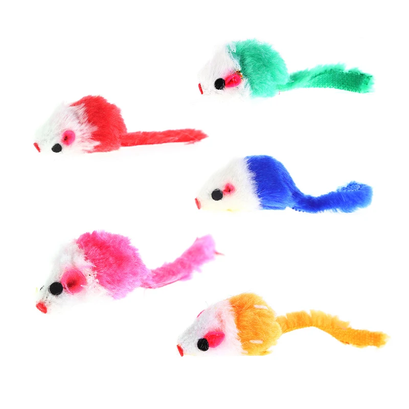 

5Pcs Funny Pet Kitten Cat Toys Playing Artificial Feather Mouse Rat Mice Ball Cage Cute Plush Kitten Accessories Gifts Supplies