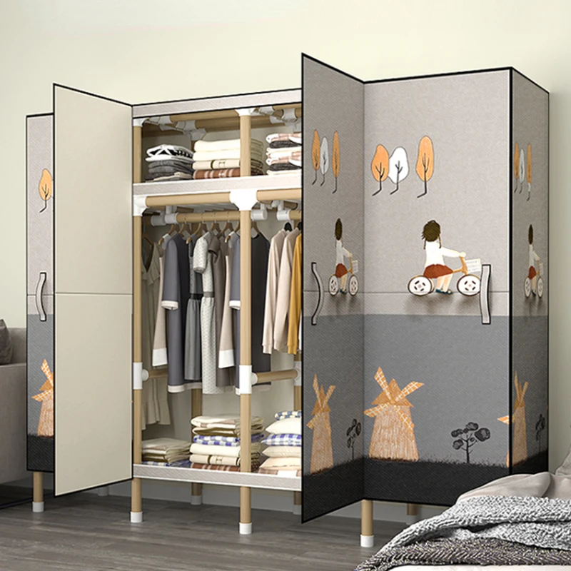 

Open Door Wardrobe Storage Organizer Bedroom Suit Hanger Stand Wardrobes Closet Armoire Armarios Modern Furniture XF116YH