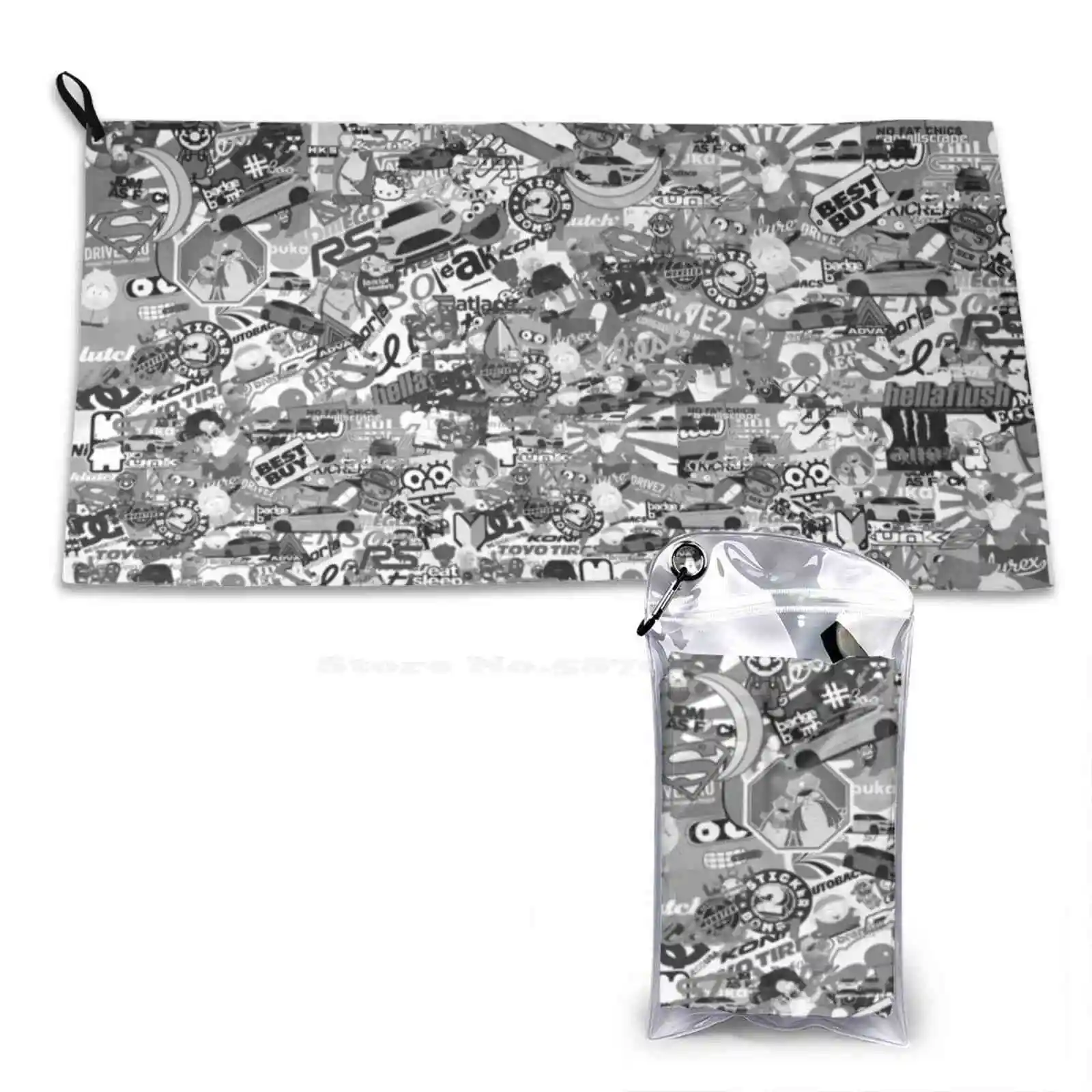 Бустеры-стикеры Бомба (B/W) 3D-принт с узором Мягкое полотенце Бустеры Jdm Stickerbomb Hot Hatch
