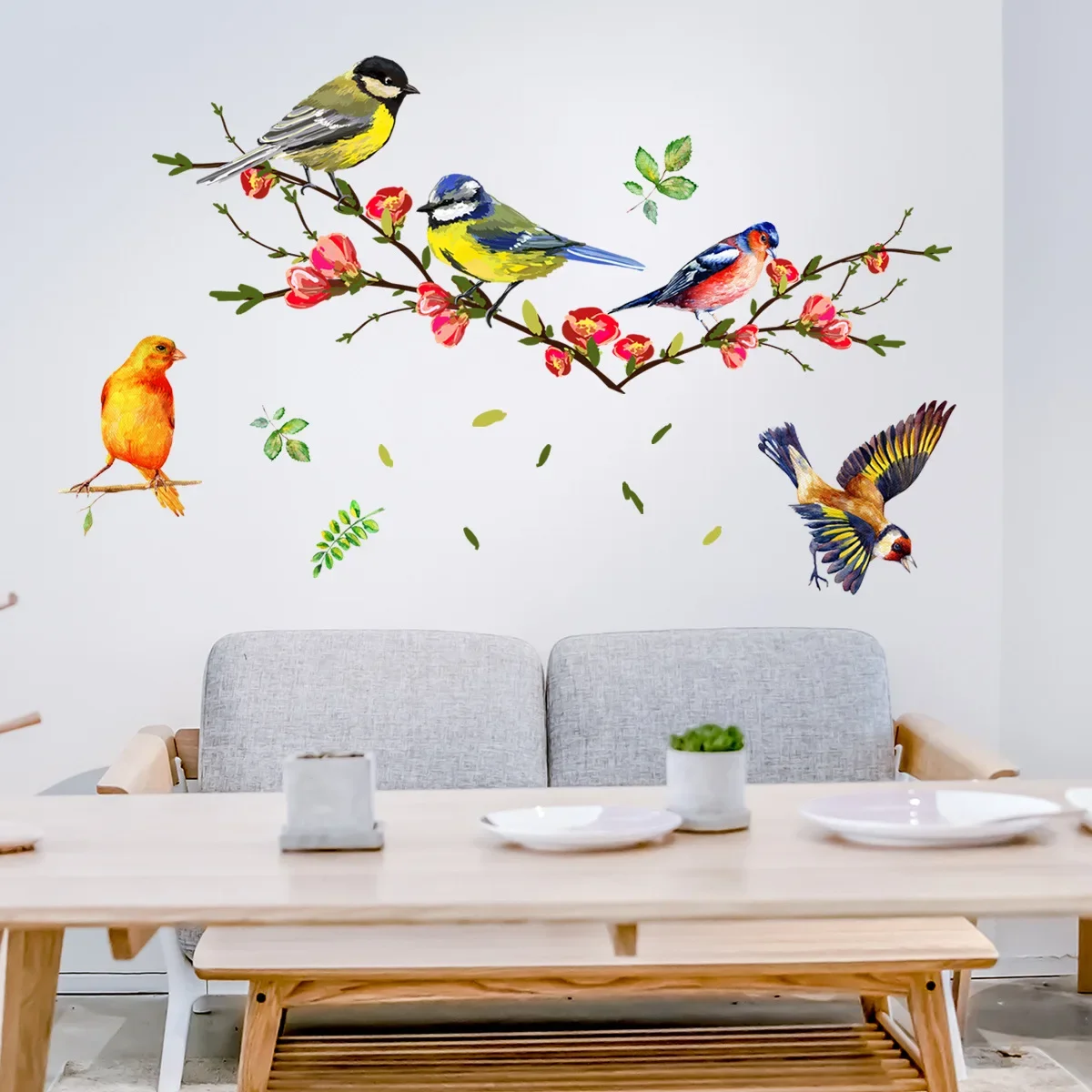 

Tree Wall Stickers Birds Flower Home Room Decor Wallpapers for Living Room Bedroom DIY Wall Art House Interior Decoration