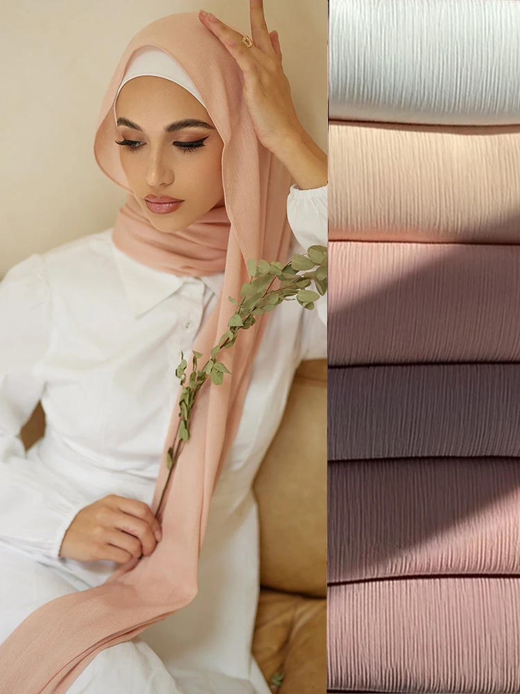 

Premium Crinkle Hijabs Chiffon Hijab Scarf Shawls Muslim WomanTurban Islamic Veil Hoofddoek Headscarf Pleated Hijab Scarves