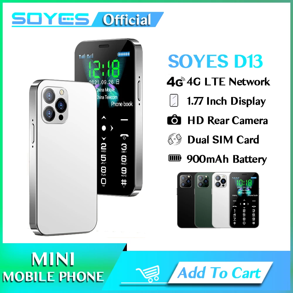 Original SOYES D13 4G LTE Mini Mobile Phone 900mAh Type-C Input With Camera SOS Dual SIM 1.77