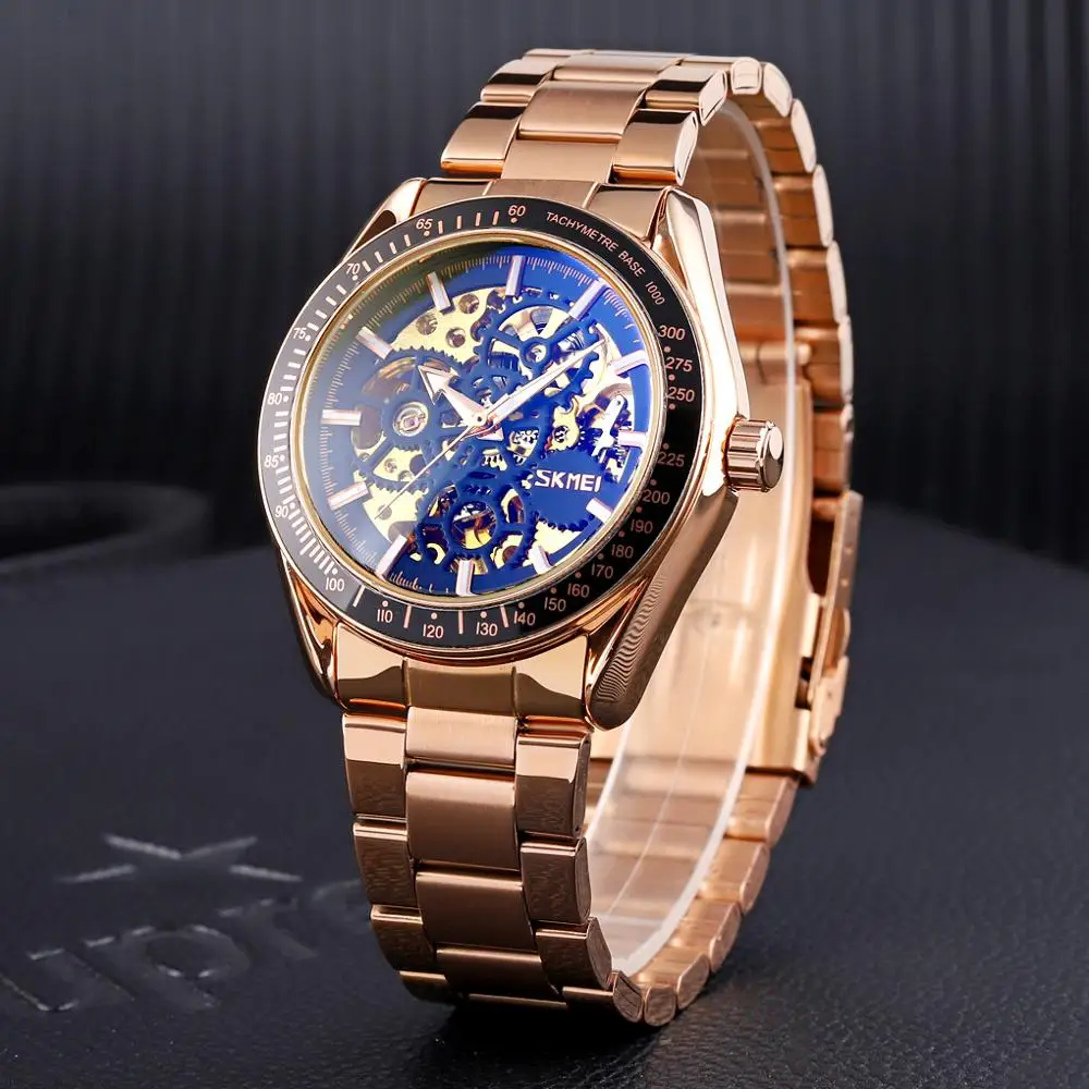 

SKMEI Brand Luxury Automatic Watch Men Stainless Steel Men Mechanical Watch Waterproof Business Wristwatch Mens Clock New 2021