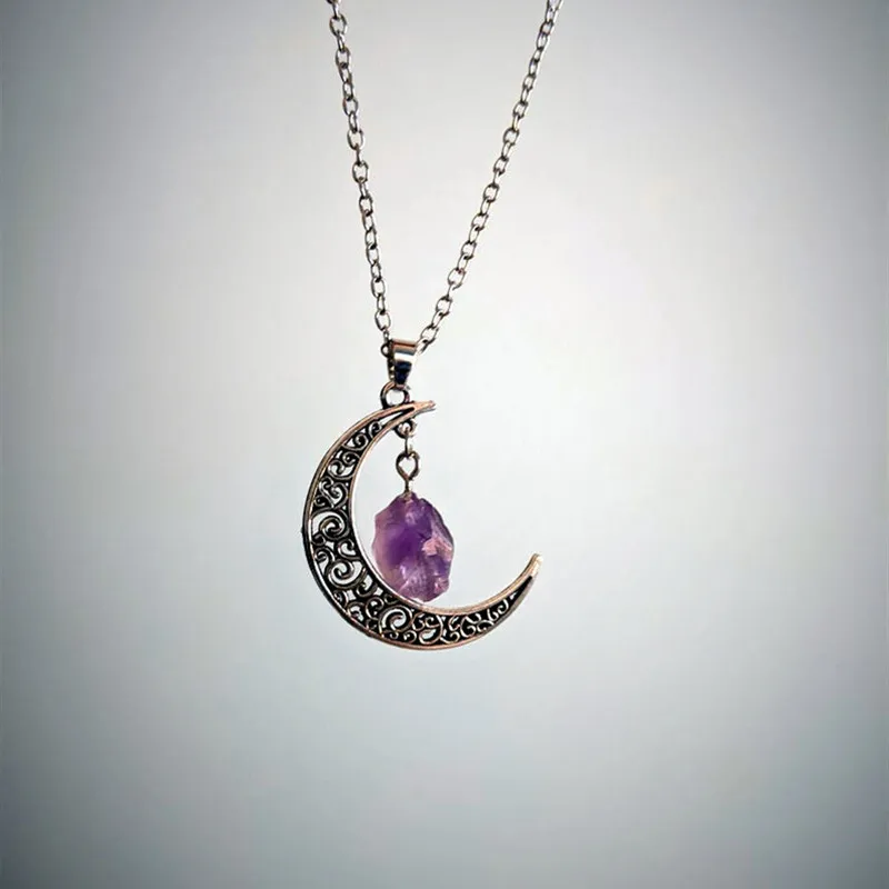 

1PCS Moon Vintage Irregular Natural Stone Pendant Necklace Crystals JewelryAmulet Jewelry
