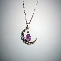 1pcs moon vintage irregular natural stone pendant necklace crystals jewelryamulet jewelry