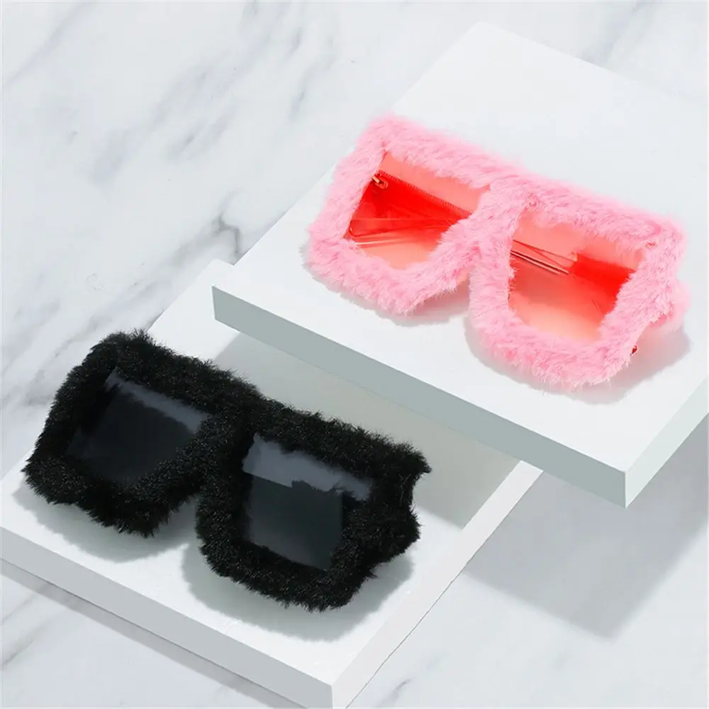 

Trendy Eyewear Ladies Shades Square Frame Soft Fur Punk Sun Glasses Ladies Sexy Shades Plush Sunglasses