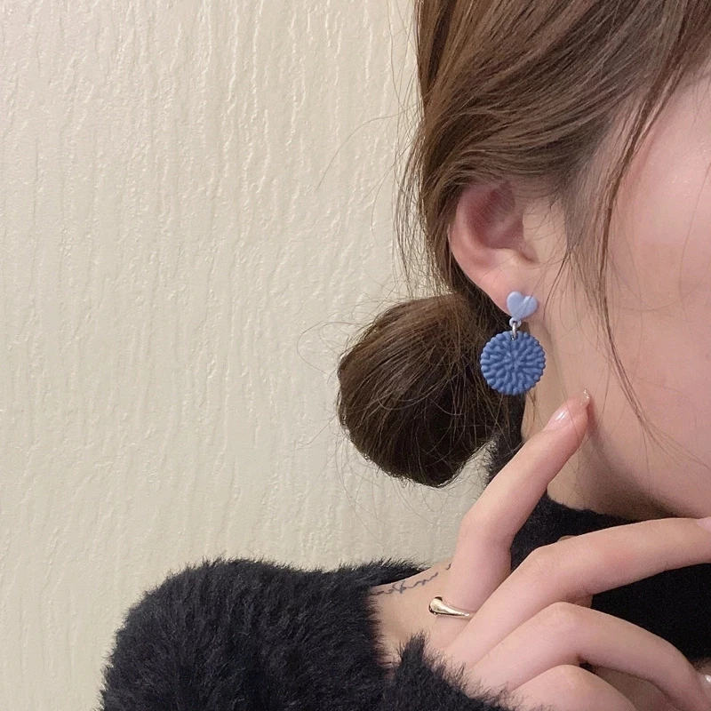 2021 модные синие серьги-гвоздики с глазурью в форме цветка тюльпаны