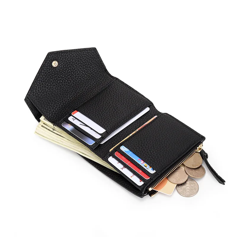 URBAN MASTER Short Women SimpleTrifold Cowhide Wallets Fashion Envelope Coin Purse Female SlimCard Holder Genuine Leather
