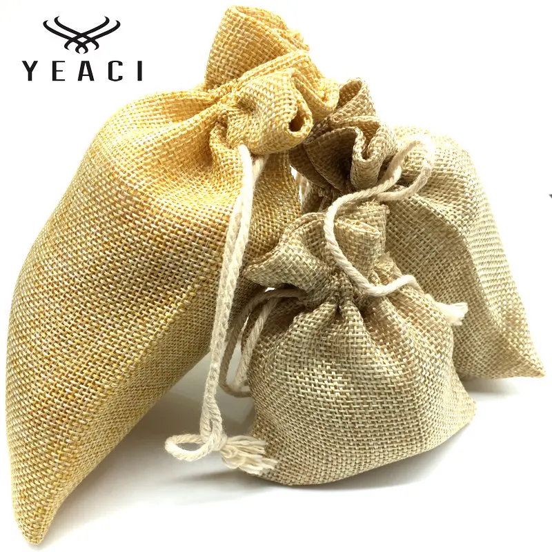 Promotion Jewelry Display Joyero Organizador 50pcs Linen Jewelry Travel Pouch Ring Beads Mini Candy Packing Gift 130*10mm