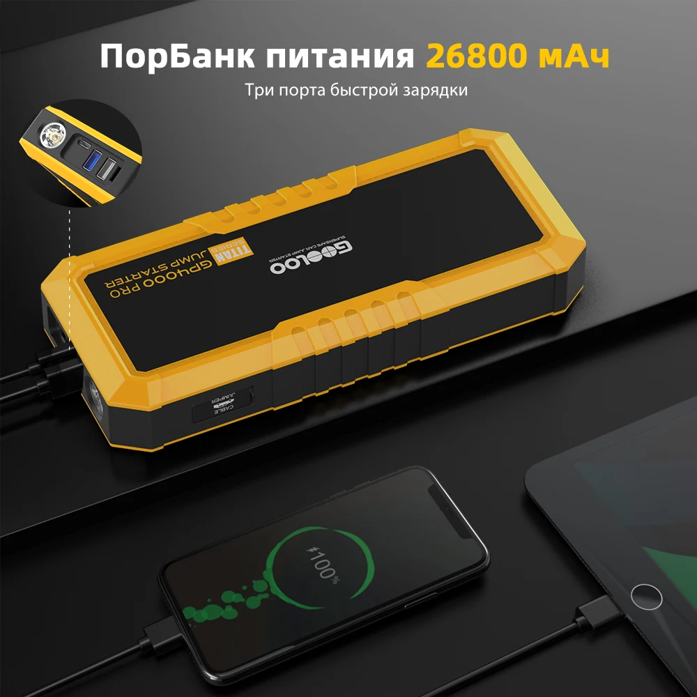GOOLOO 4000A Start Power Bank 26800mAh urządzenie do awaryjnego uruchamiania Starter skoku samochodowego bateria zewnętrzna 12V urządzenie zapłonowe do benzyny Diesel Powerbank 4 GOOLOO 4000A Start Power Bank 26800mAh urządzenie do awaryjnego uruchamiania Starter skoku samochodowego bateria zewnętrzna 12V urządzenie zapłonowe do benzyny Diesel Powerbank 4