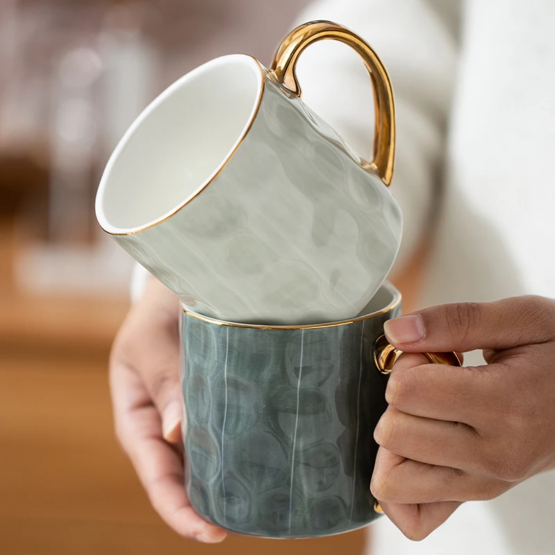 Gold handle ceramic mug tumbler breakfast milk coffee cup household kitchen juice cup 300ml  sublimation tumbler  mugs  trump images - 6