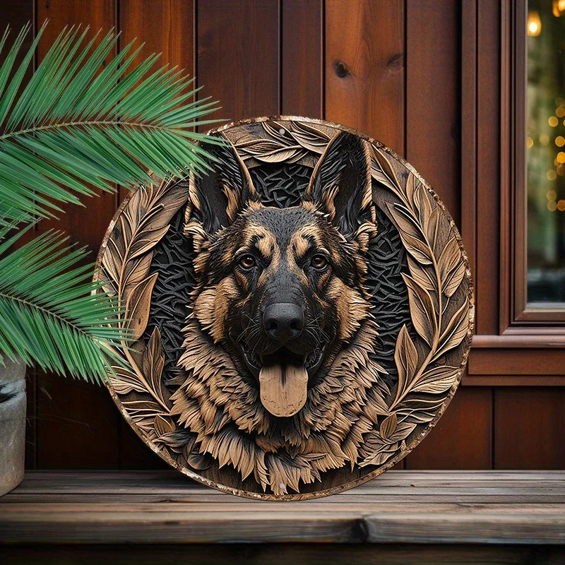 

Круглая алюминиевая табличка немецкая овчарка