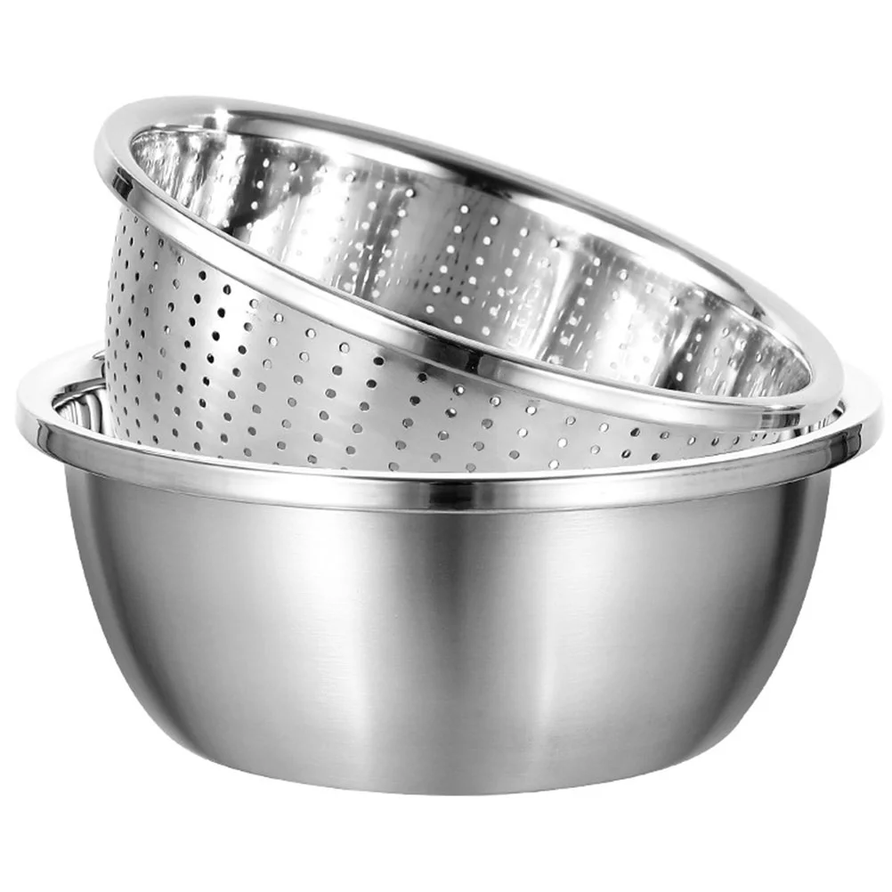

Strainer Bowl Colander Basket Washing Kitchen Vegetable Rice Fruitbasin Pasta Mesh Metal Washer Mixing Draining Layer Storage