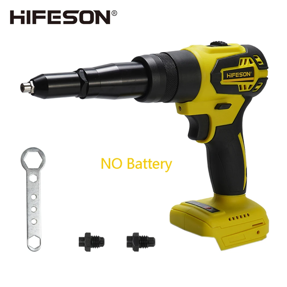 HIFESON Battery Free Brushless Electric Rivet Gun Cordless Rivet Nails Gun Automatic Riveting 3.2mm-4.8mm For Makita 18V battery