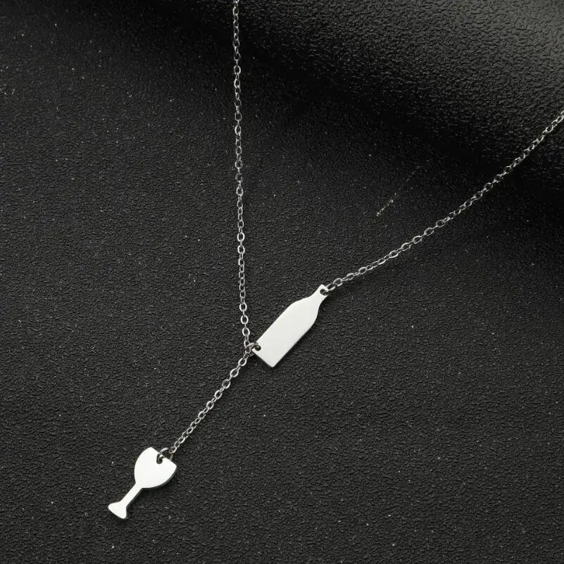 

Shuangshuo, ожерелья из нержавеющей стали, уникальная цепочка с подвеской в виде бокала вина, бутылки вина, цепочка для женщин, ювелирные изделия,...