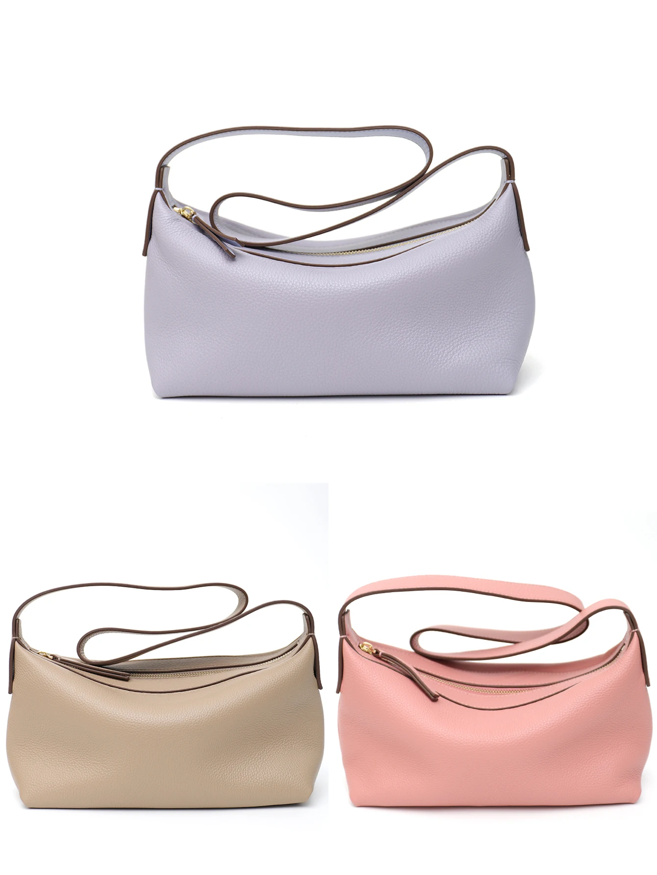 SC Brand New Genuine Leather Shoulder Bags Women Summer Design Soft Slouchy Hobo Purses Daily Minimalist Style Square Handbags