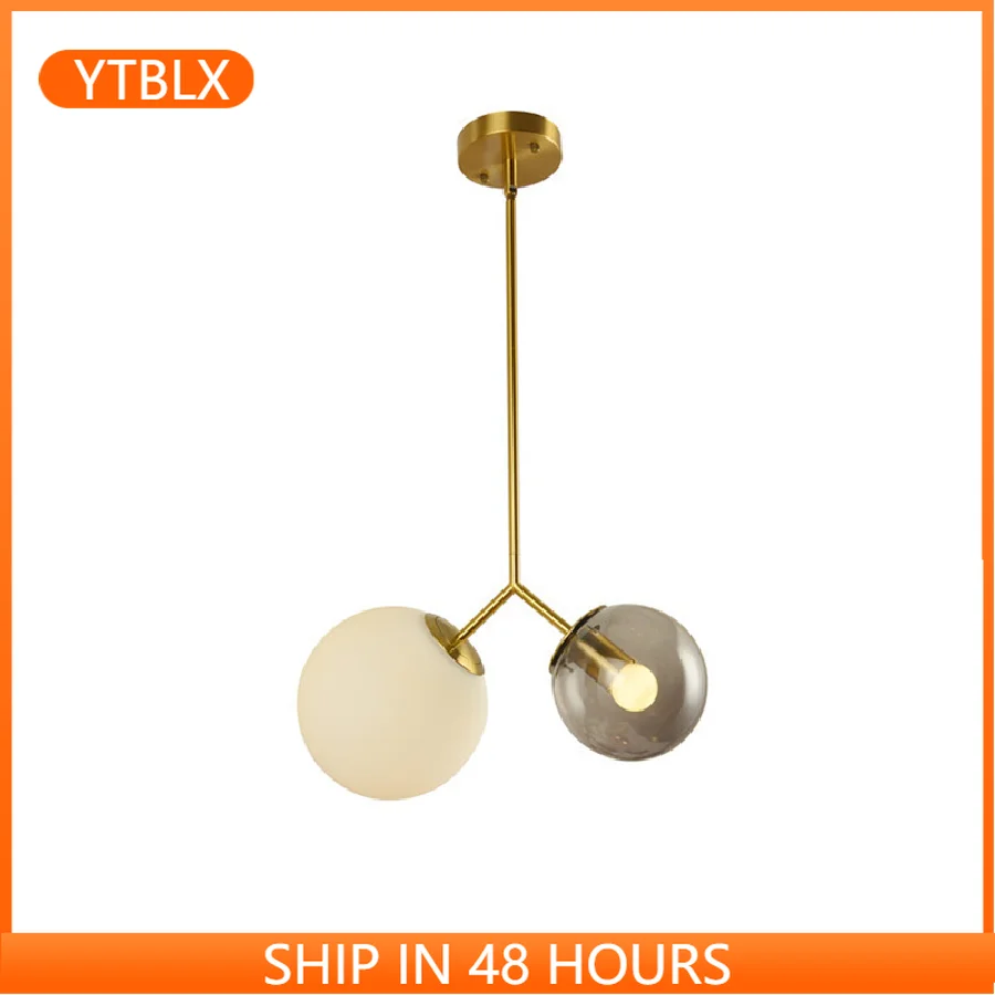

LED Chandelier Creative Bedroom Bedside Hanging Light Glass Ball Modern Nordic Restaurant Bar Coffee Simple Gold Pendant Lamp