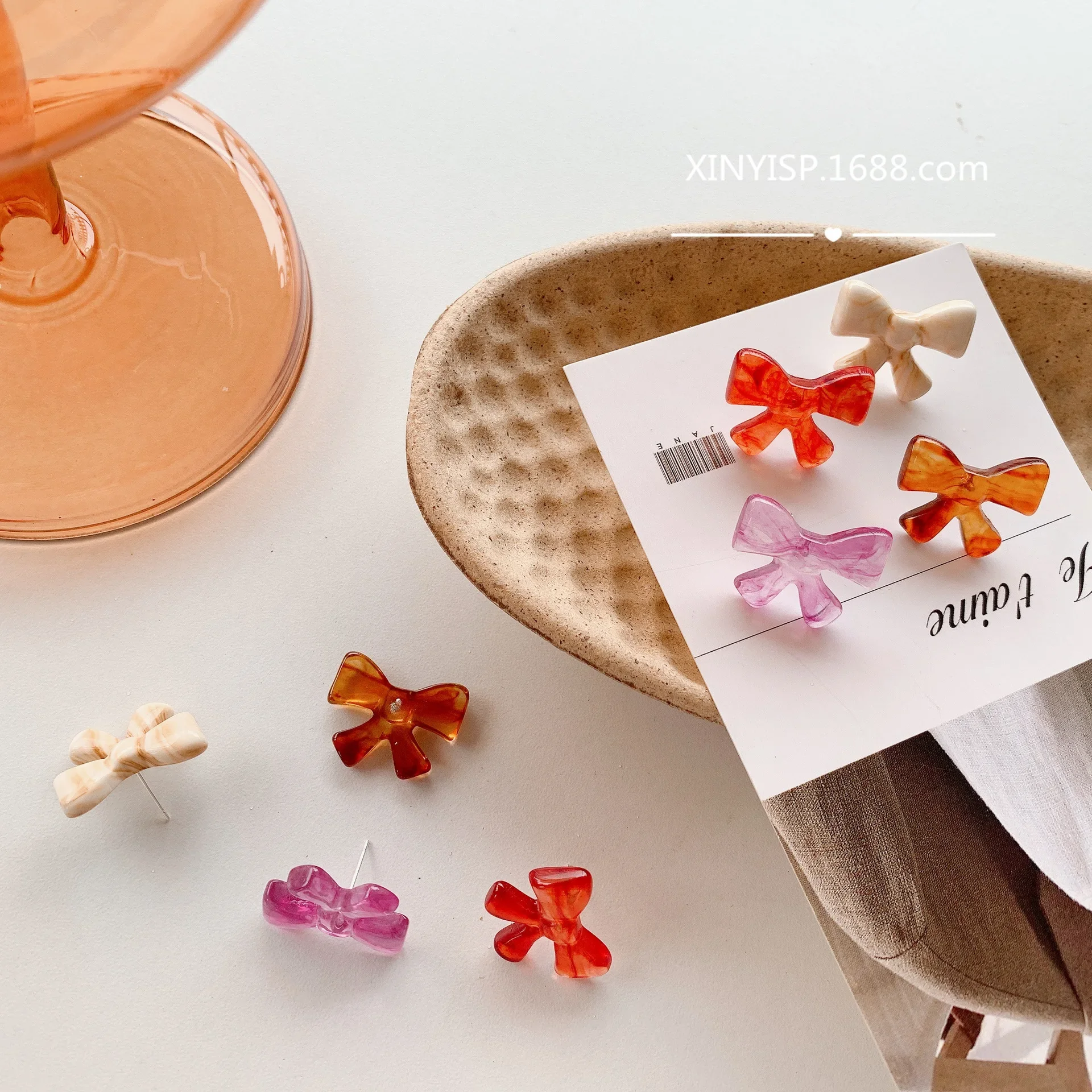 Новинка 2022 модные акриловые серьги с прозрачными кристаллами и бантом женские