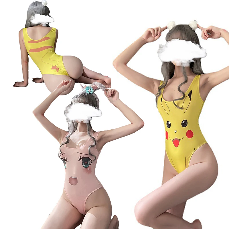 Покемон cpsplay Пикачу нижнее белье аниме костюмы смайлик милый костюм Цельный