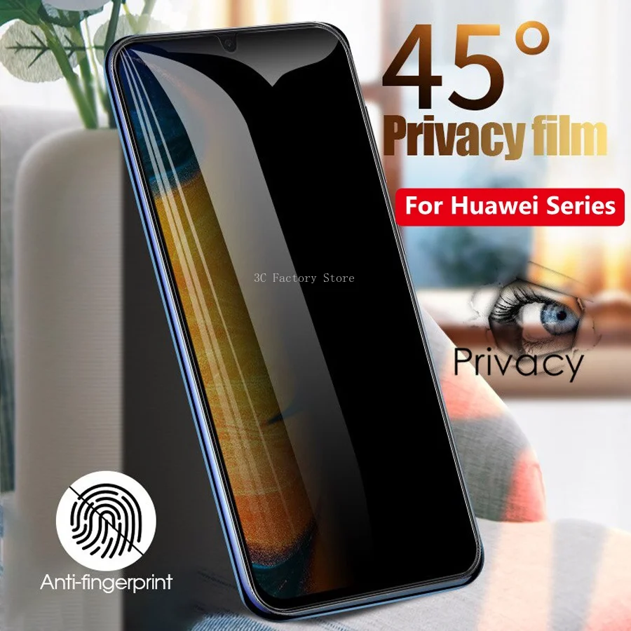 9H Privacy Tempered Glass for Huawei P40 P30 P20 10 9 8 Lite Honor V30 Mate 30 20 20X 3i 5T 7i 7 8i Y7P Y6SY9S Screen Protector