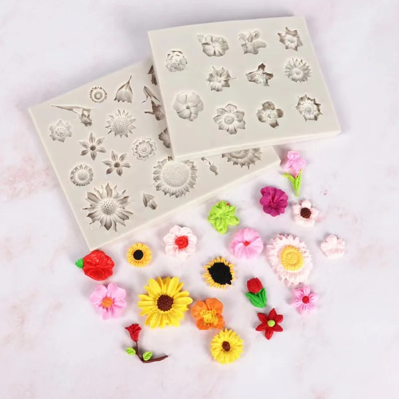 

Sunflower Chocolate Fondan Mold Rose Flowers DIY Cake Decorating Baking Mold Soap Candle Silicone Moulds Bouquet Handmade Tool
