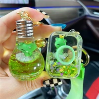 creative keychain green frog light bulb design floating bottle girl heart delicate drifting pendant student schoolbag ornament