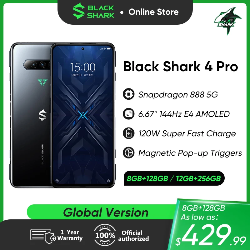 

[In Stock]Global Version Black Shark 4 Pro 4Pro 5G Gaming Phone 6.67" Snapdragon 888 120W Fast Charge Pop-Up Triggers Smartphone