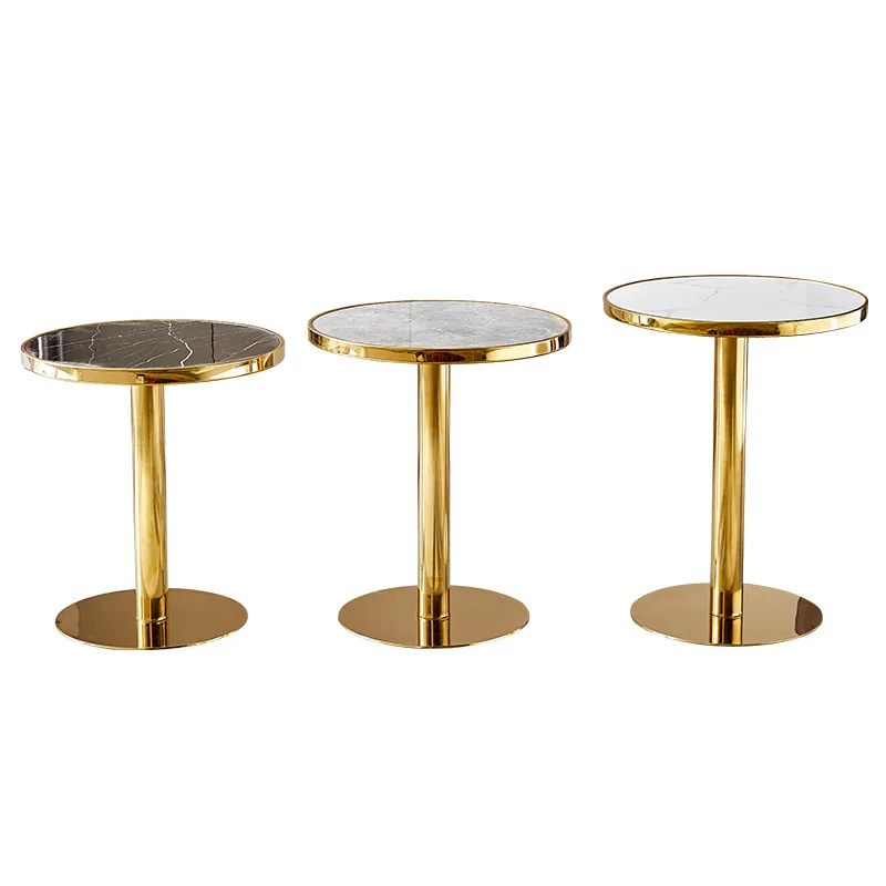 

FQ Imitation Marble Dining Tables and Chairs Set Outdoor Stainless Steel Small round Table