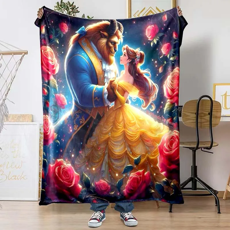 Красавица и Чудовище мультфильм узор одеяло гостиная спальня диван фланелевое