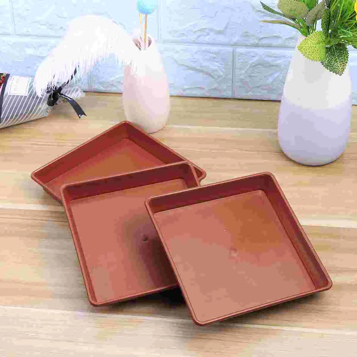 

Tray Saucer Pots Square Drip Pot Flower Trays Plantssaucerssucculent Sauser Outdoors Thick Duty Heavy Resin Receiving Small