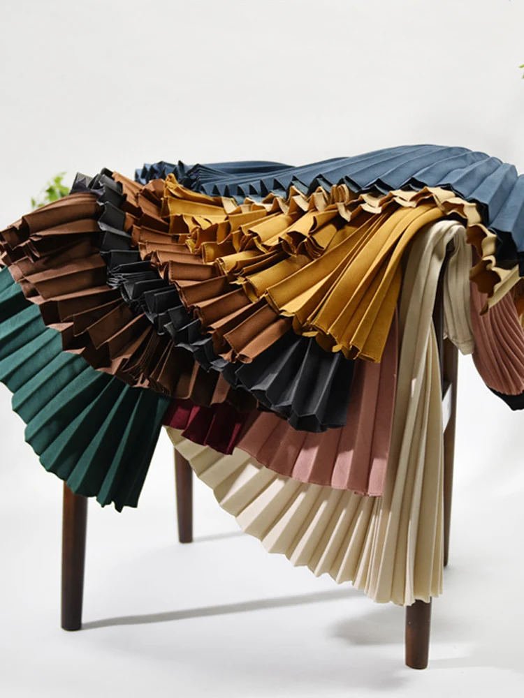 ularano plisowana długa spódnica midi dla kobiet Koreańska moda y2k Elastyczna wysoka talia Spódnice biurowe Slim Swing A-Line 20243 Wiosna K221