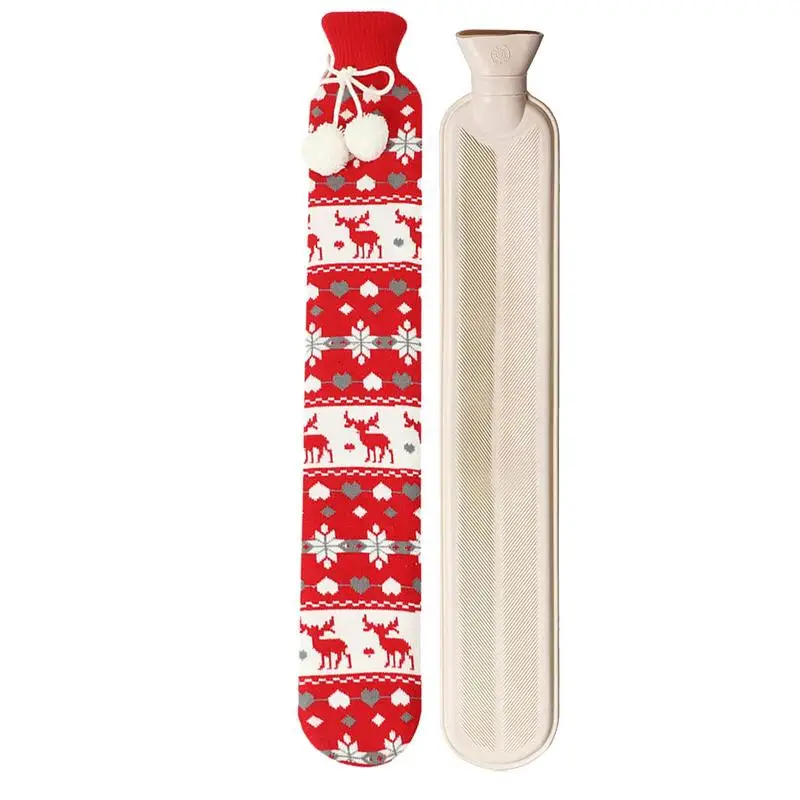 

Длинная подставка для горячей воды на 2 л с супер мягким плюшевым чехлом | Сумка для горячей воды, бутылка для теплой воды для кровати, подогр...