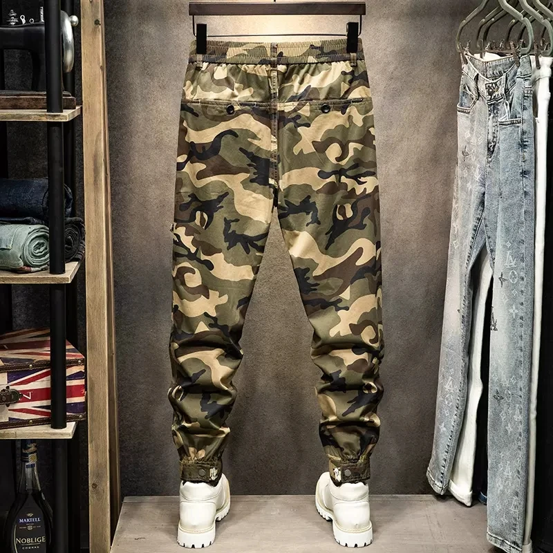 Street Fashion Men Jeans Loose Fit Spliced Designer Casual Cargo Pants Hombre Camouflage Hip Hop Joggers Men Military Trousers