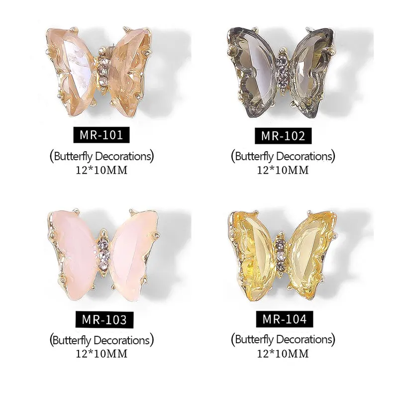 

10 шт. Аврора Хрустальная Бабочка шармы из сплава для ногтей драгоценные камни стразы маникюрная Бабочка 3D украшения для ногтей алмазные укр...