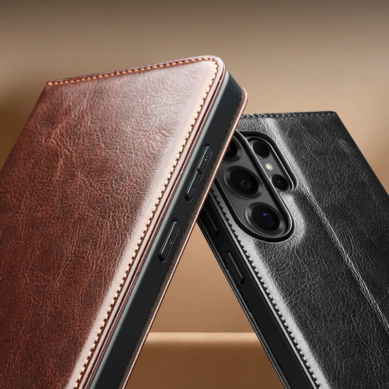 Чехол для телефона из натуральной кожи для Samsung Galaxy S26 S25 S24 S23 S22 Plus Ultra Business Style Fashion Luxury с отделениями для карт (art.: 3920d447273bf) - 3920d447273bf