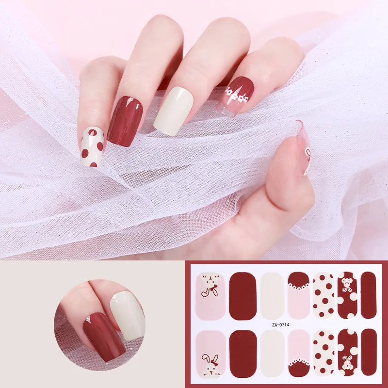 

2Pcs/lot 3D Nail Stickers Creative Adhesive Nail Art Decal Manicure Decorations Nail Polish Full Cover Press On Nail Strips Set