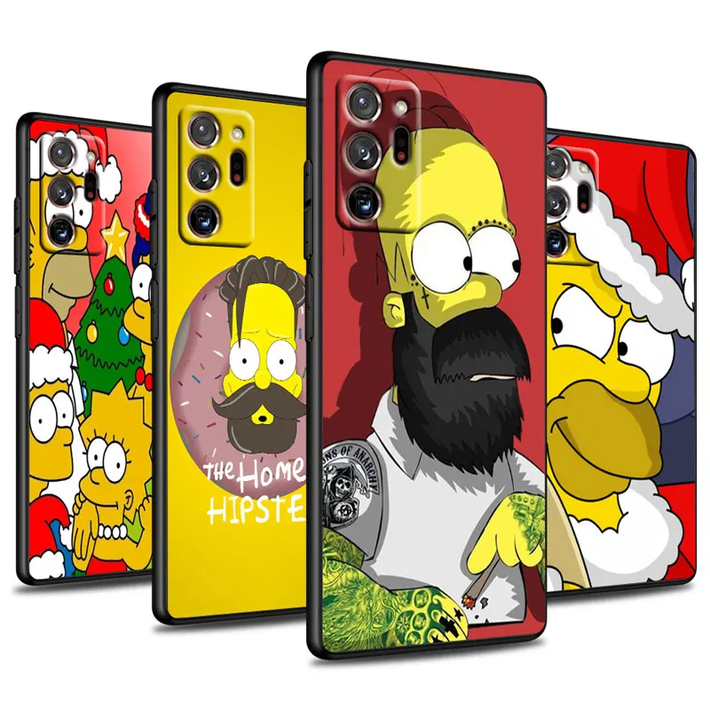 

The Simpsons cartoon funny For Samsung Galaxy note 20 10 9 8 M52 M21 F22 M32 F42 F62 F12 M12 Silicone Soft Black Phone Case
